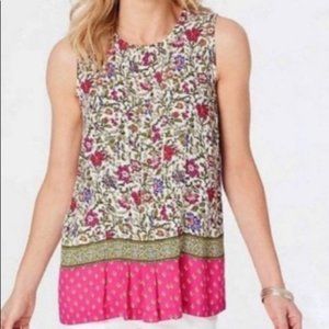 J. Jill NWT sleeveless blouse floral print boho spring classic